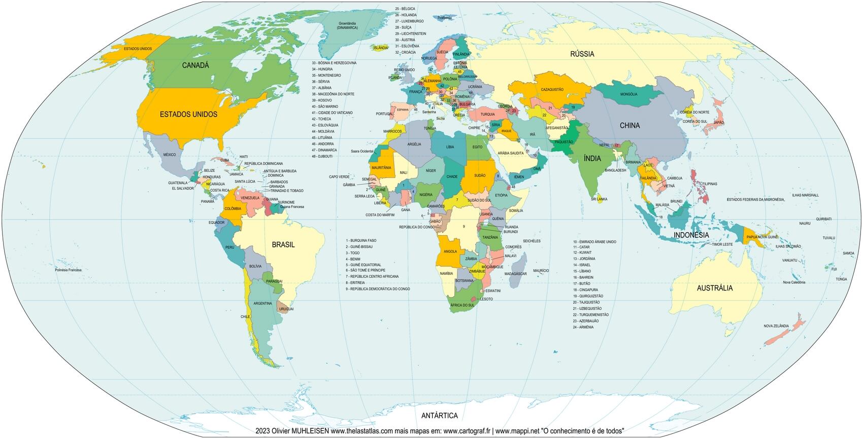 Mapa mundi com países